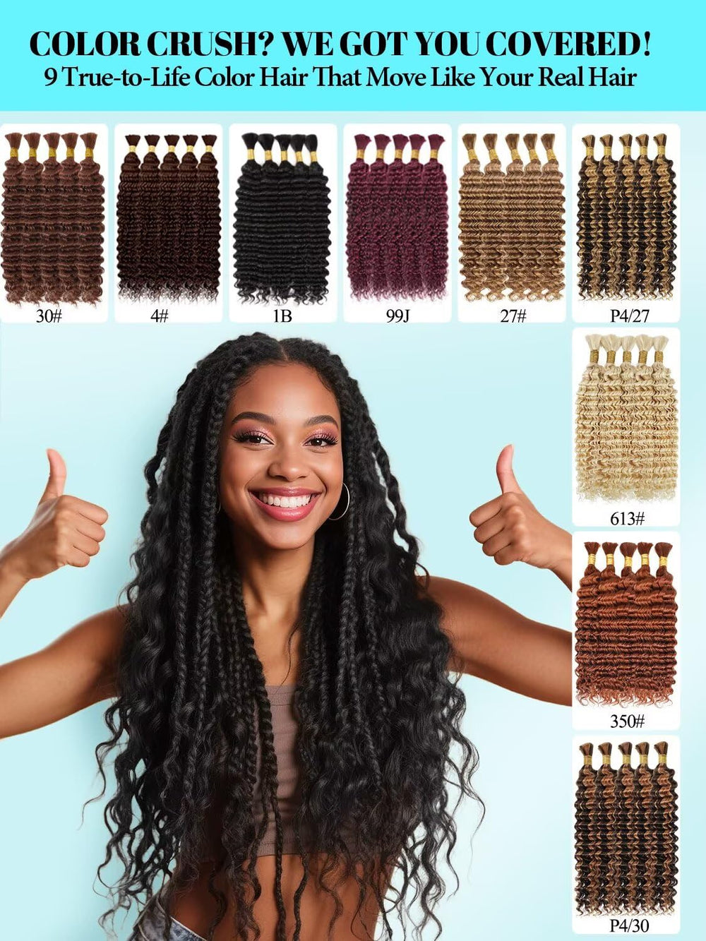 VDZ Brazilian virgin bulk hair extensions in natural color for seamless blends