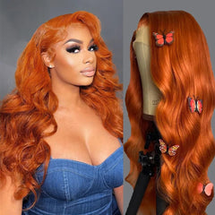 Veally Ginger Orange lace-front wig 13x4 HD lace natural hairline