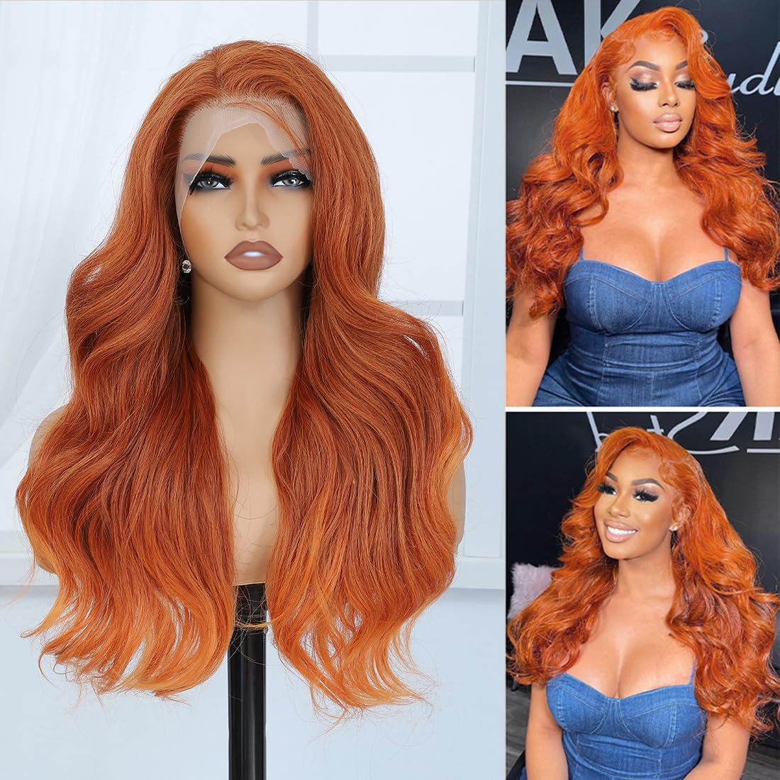 Veally Ginger Orange pre-plucked hairline for easy styling
