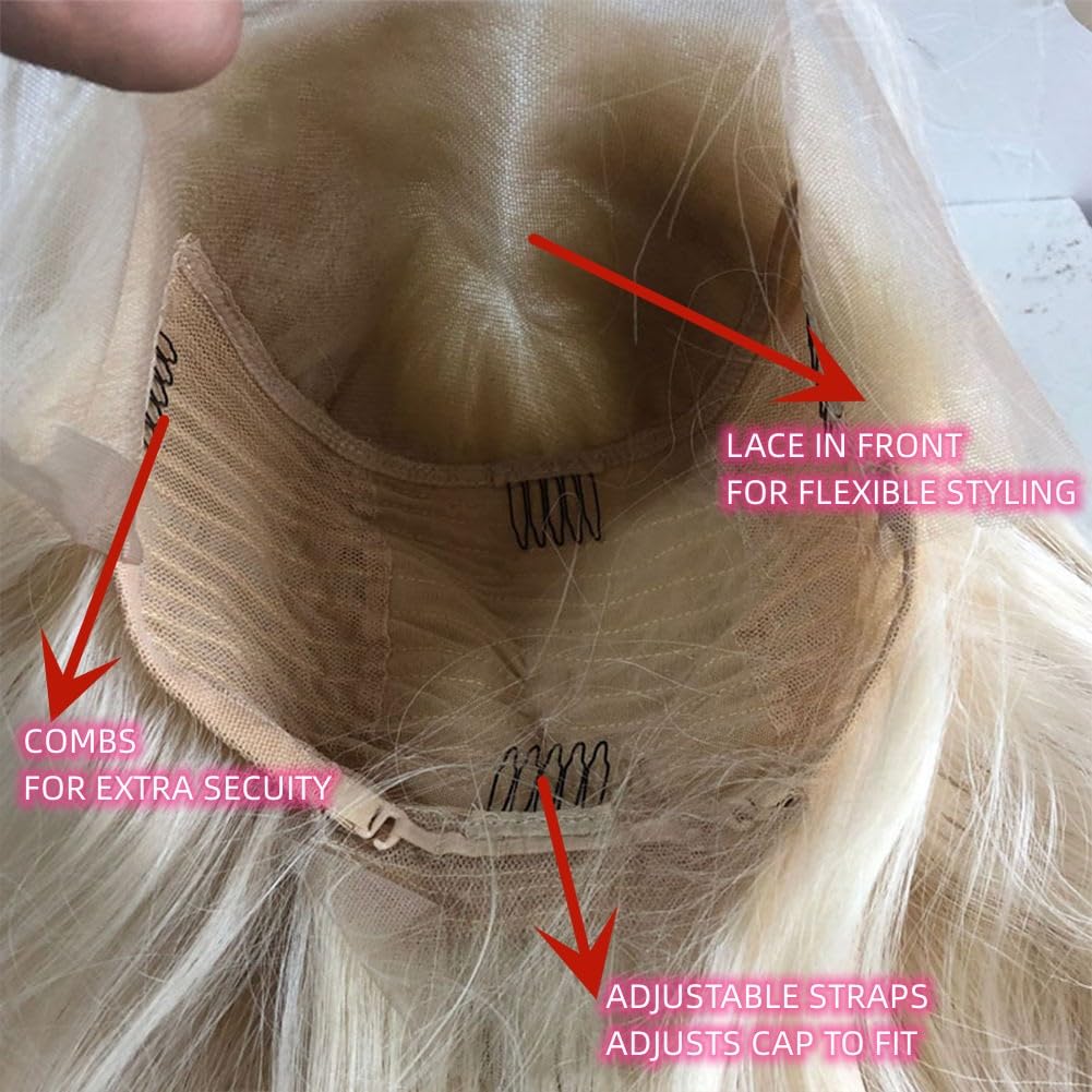 Veally platinum blonde 26 inch lace front wig close up lace for natural appearance