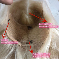 Veally platinum blonde 26 inch lace front wig close up lace for natural appearance