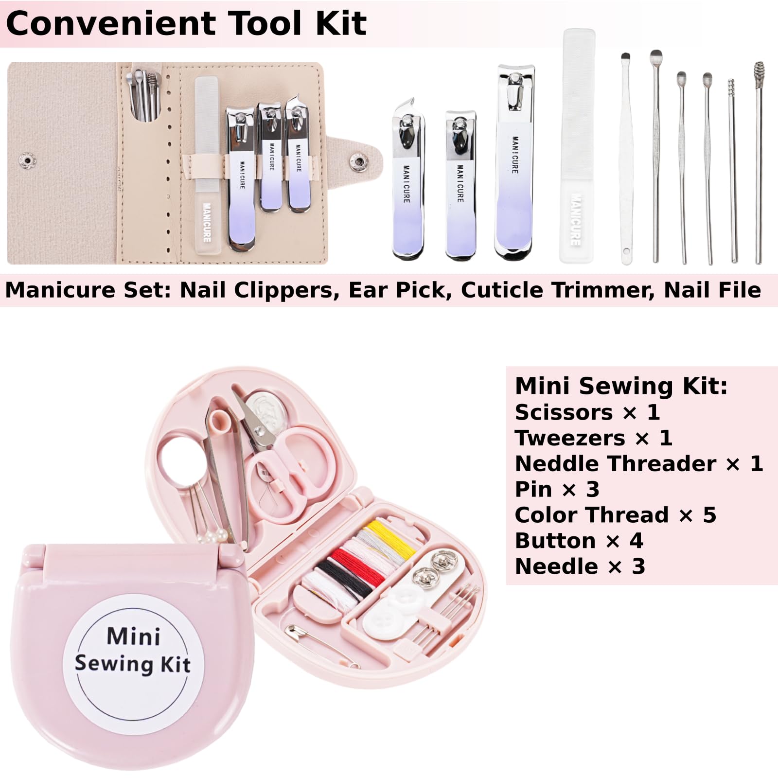 VEAPILS mini sewing kit with pins and thread helps quick wardrobe repairs.