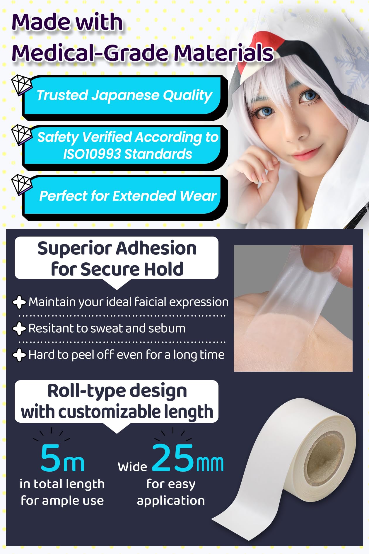 Vectill Cosplay Face Lift Up Tape at convention during performance