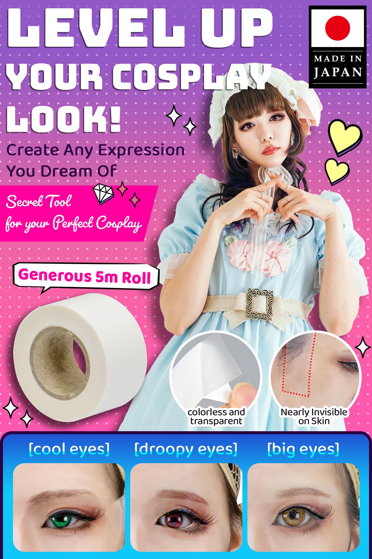 Vectill Cosplay Face Lift Up Tape invisible adhesive close-up for seamless look