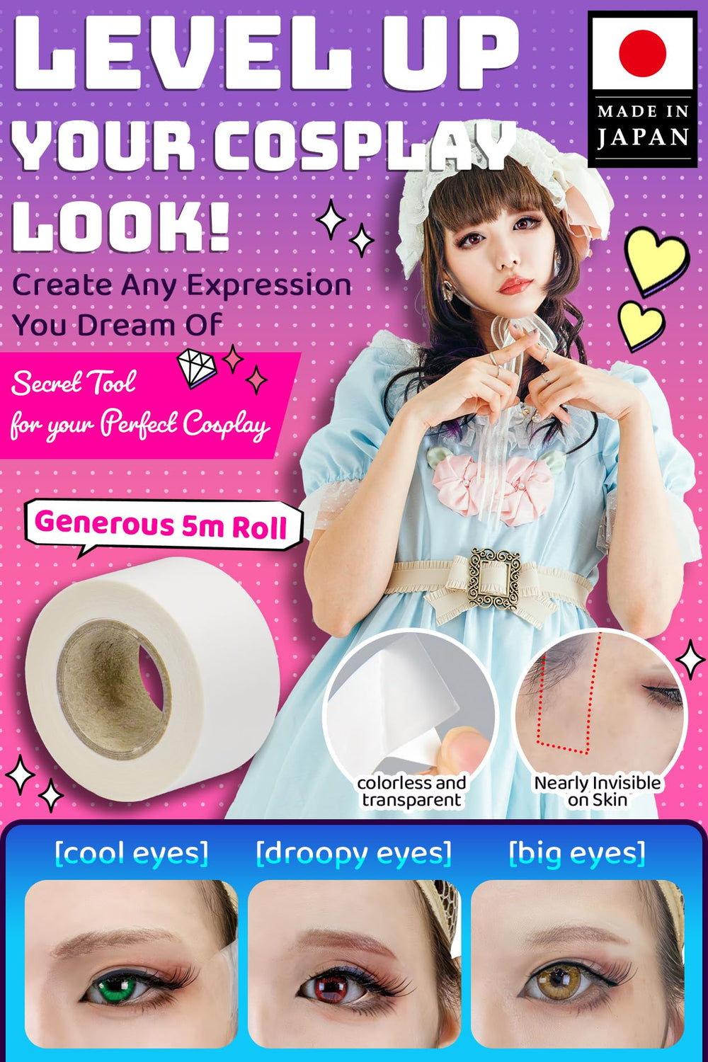 Vectill Cosplay Face Lift Up Tape invisible adhesive close-up for seamless look