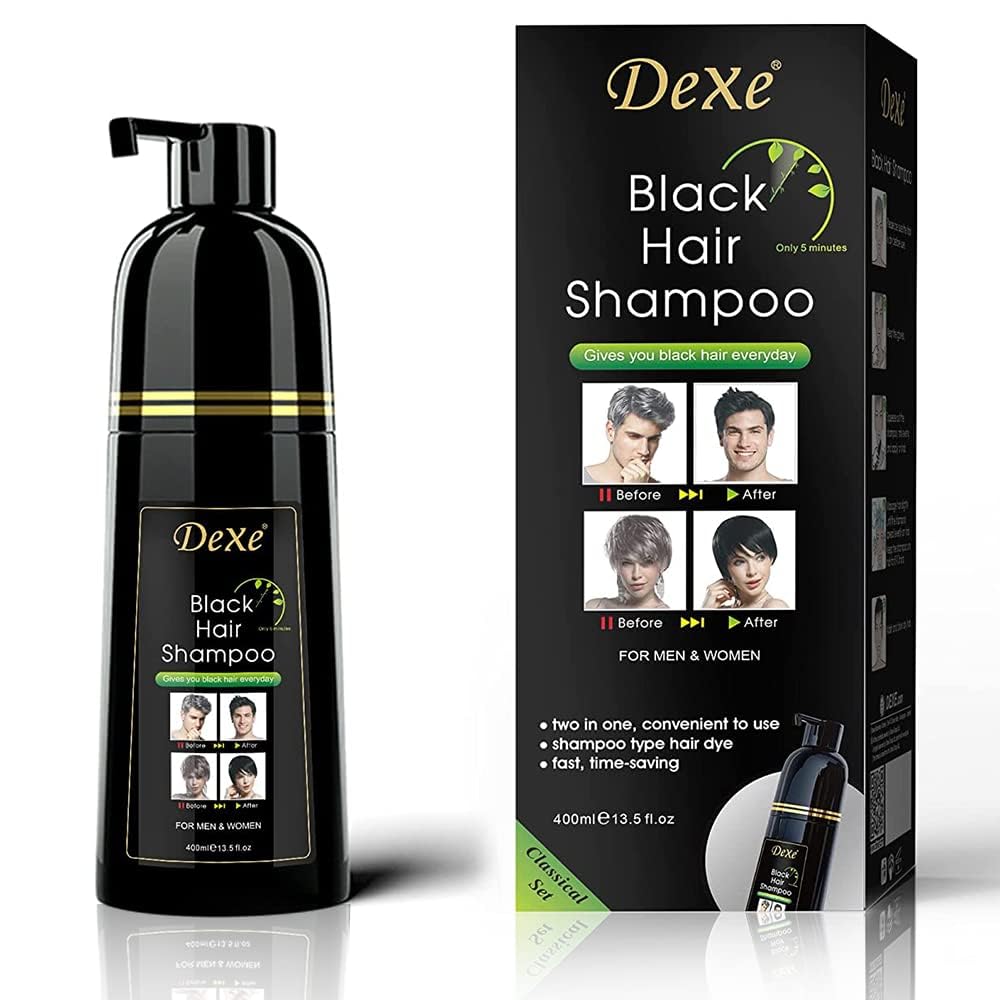 Vedora Instant-Black-Hair-Shampoo bottle shows ammonia-free formula for gentle color.