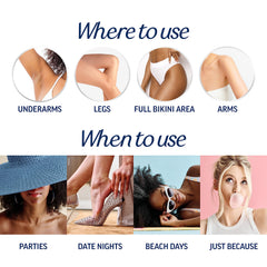 Veet application on bikini area showing safe hair removal for sensitive zones