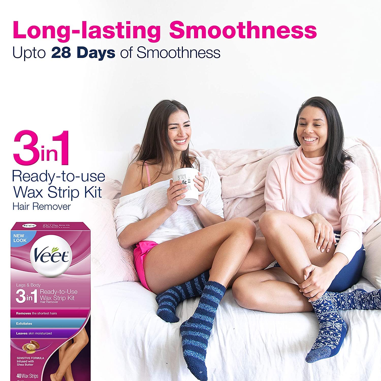 Veet full kit front view highlights convenient no-heat application