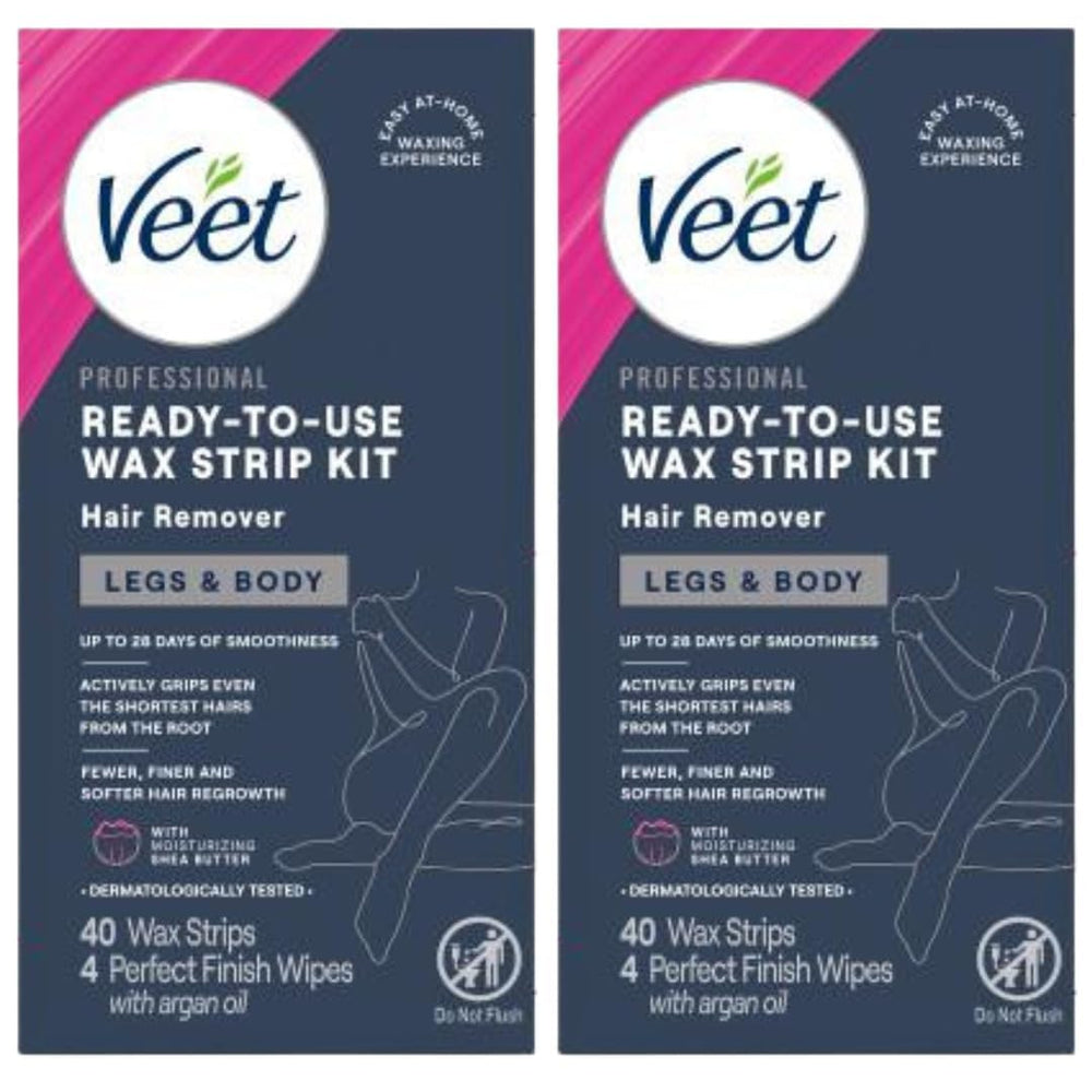 Veet leg and body hair removal kit packaging showcases premium salon-like experience.