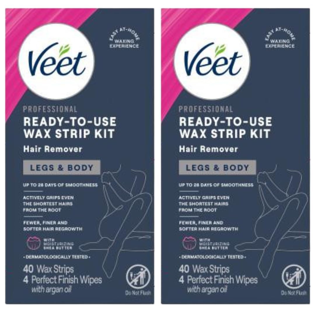 Veet leg and body hair removal kit packaging showcases premium salon-like experience.