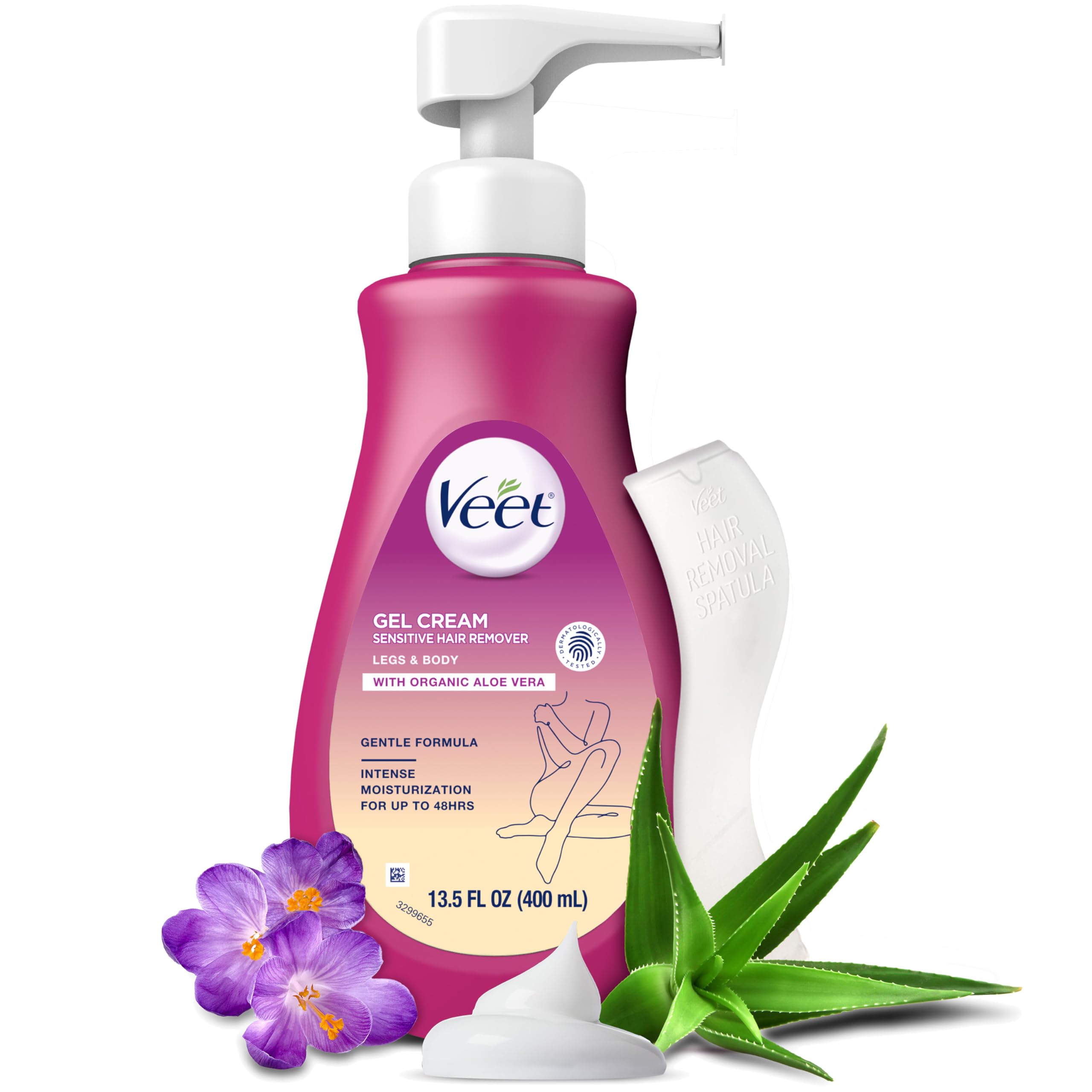 Veet pump bottle front view showing brand and product for easy selection
