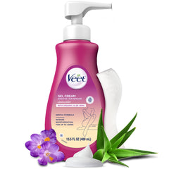 Veet pump bottle front view showing brand and product for easy selection