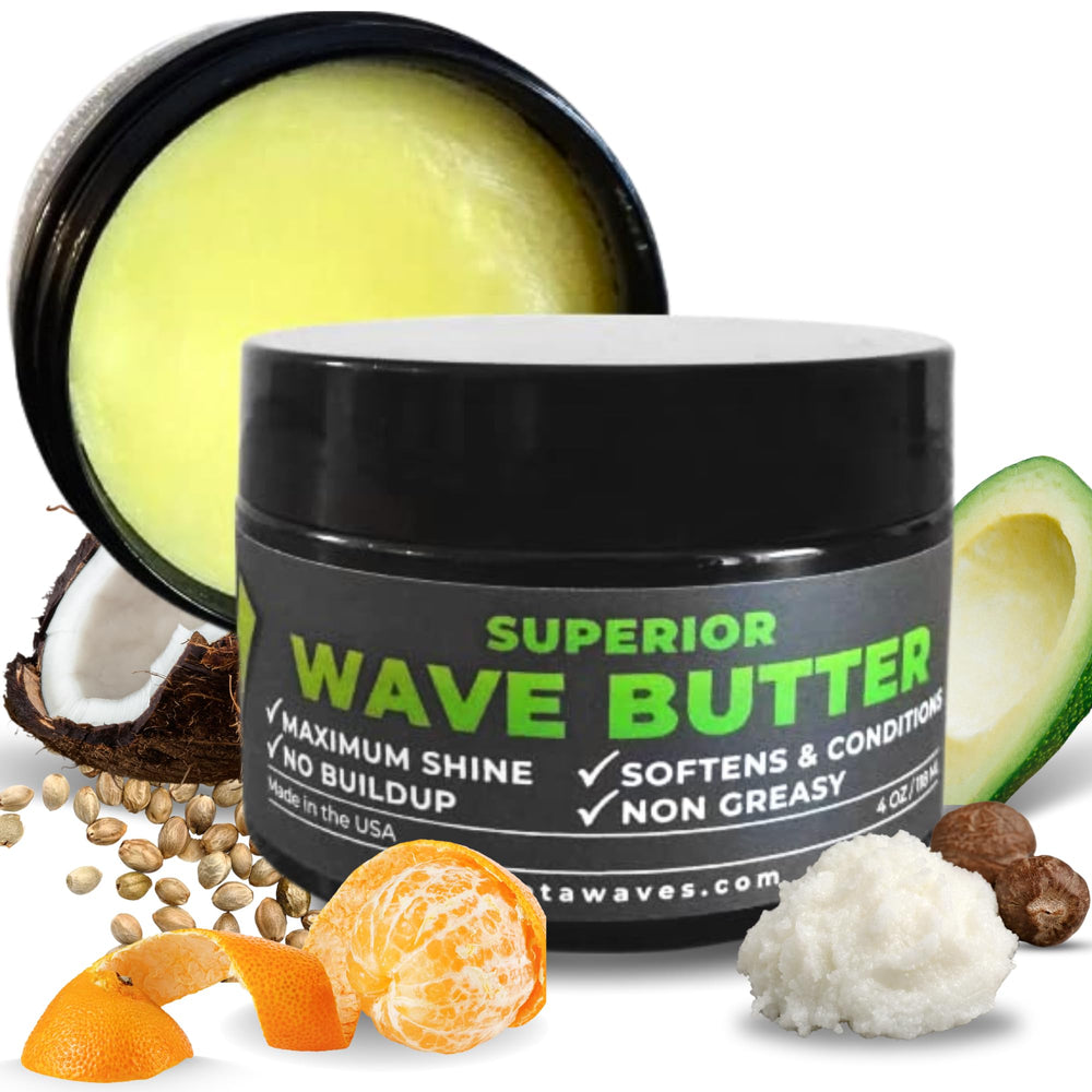 Veeta Superior Wave Grease bottle demonstrates premium conditioning for 360 waves and shine.