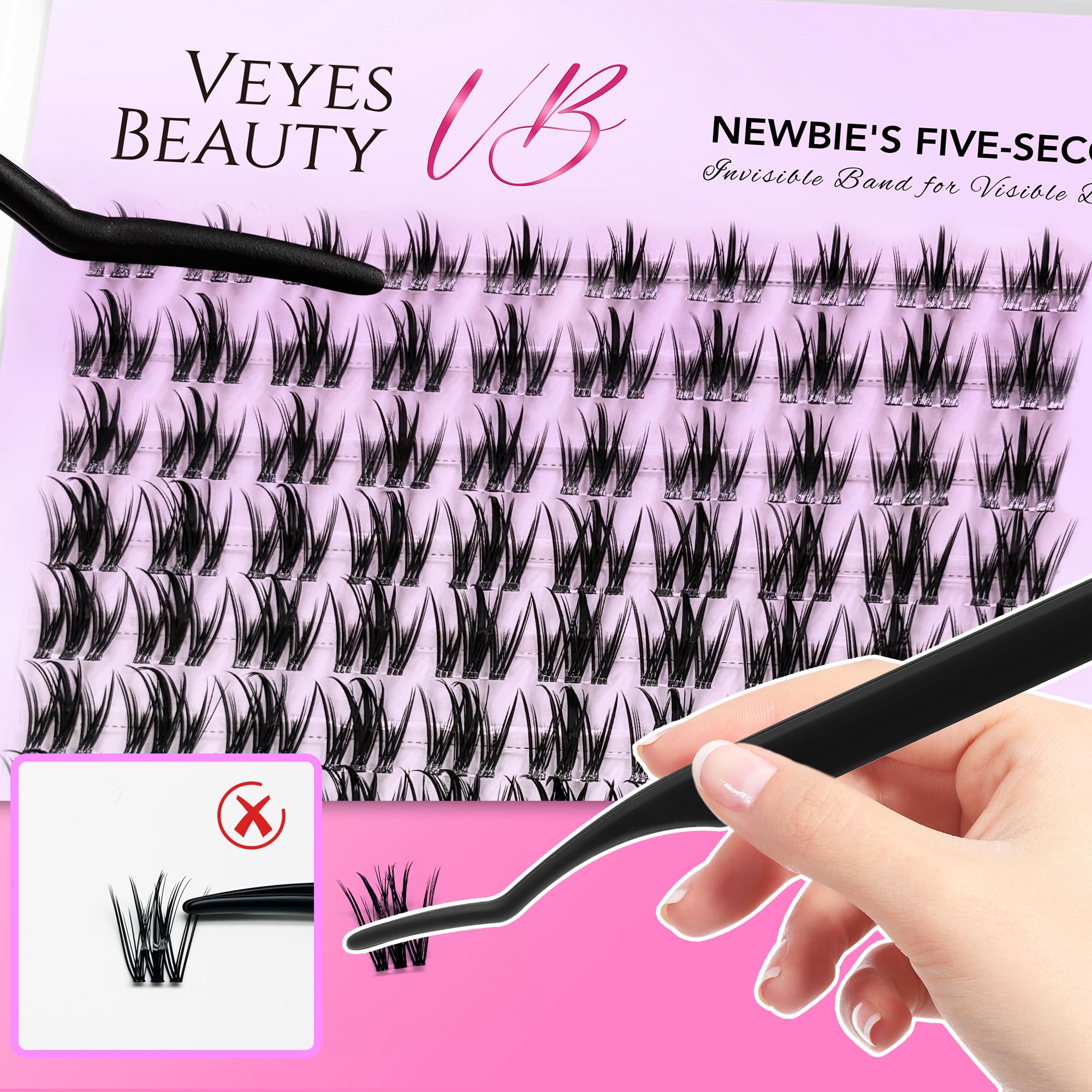VEYESBEAUTY soft PBT fibers close-up, wispy and natural-looking.