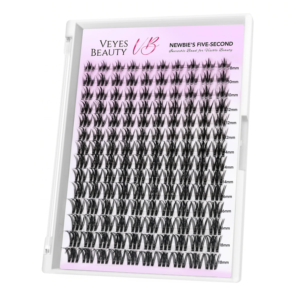 VEYESBEAUTY lash clusters tray in Camellia 8-18mm for customizable DIY looks.