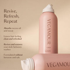 VEGAMOUR GRO Dry Shampoo spray nozzle in action for easy root refresh