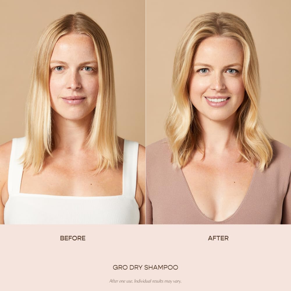 VEGAMOUR GRO Dry Shampoo mist-application shows quick root refresh and lift