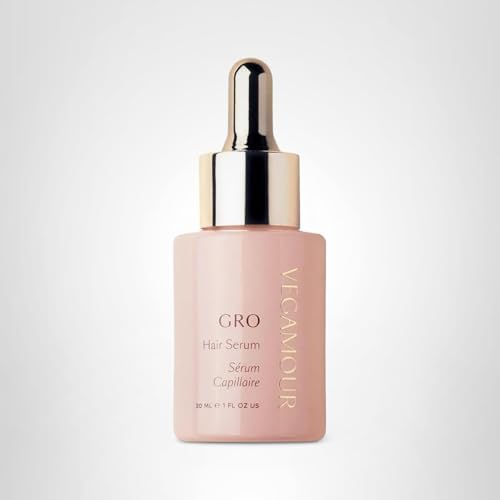 VEGAMOUR GRO Hair Serum with science icons for caffeine and biotin