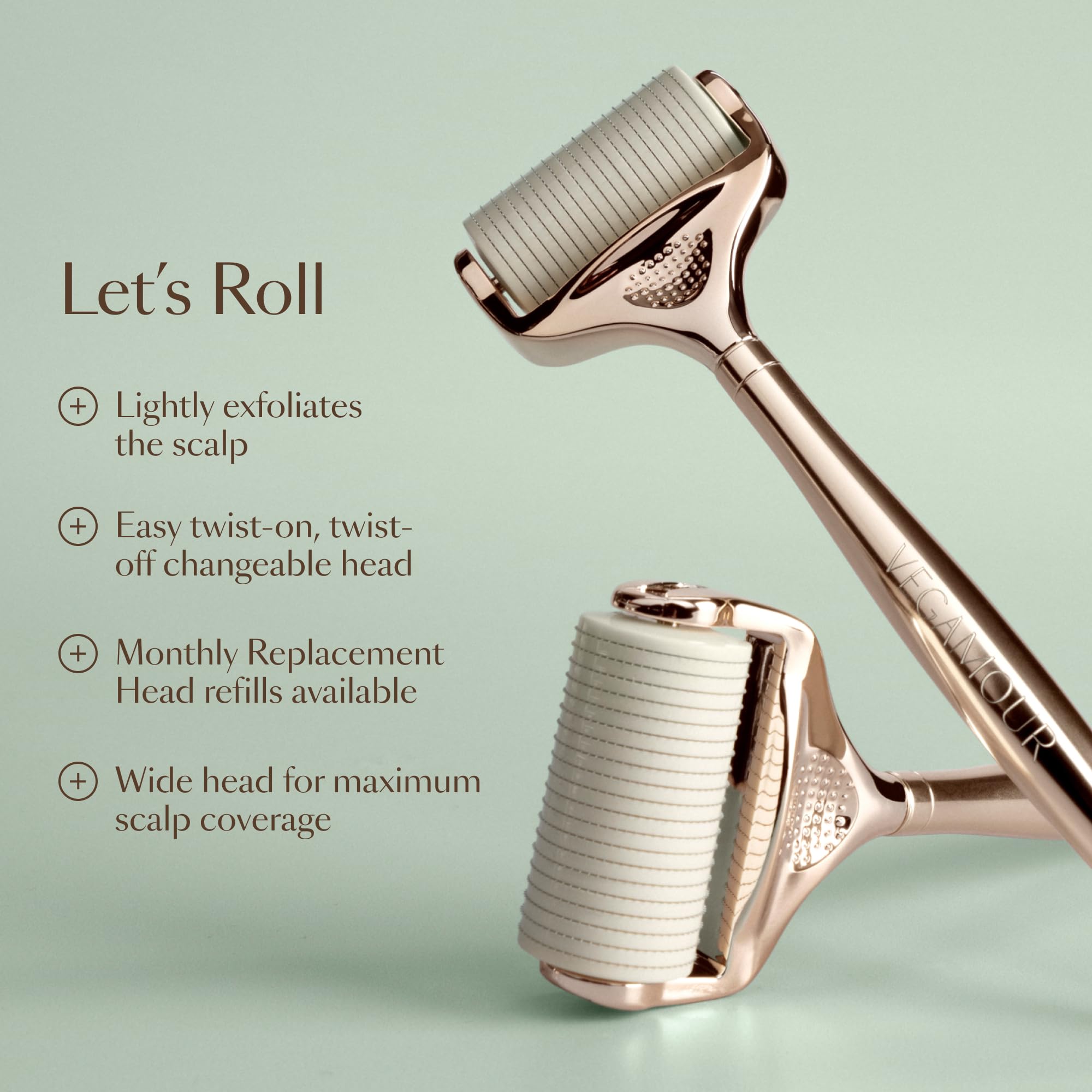 VEGAMOUR GRO+ 1200-needles detail highlighting micro exfoliation for better serum absorption.