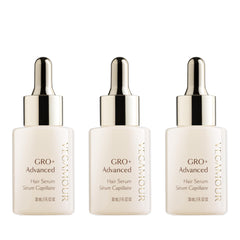 VEGAMOUR GRO+ bottle close-up showing a lightweight serum for daily use.