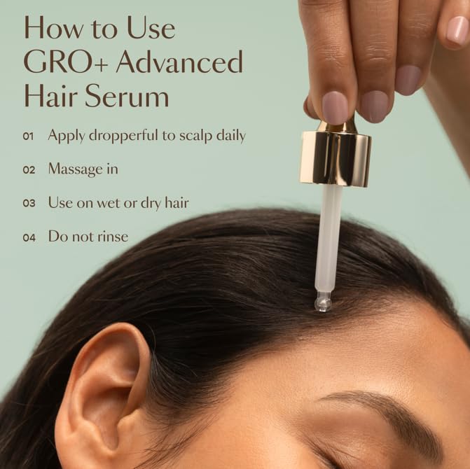 VEGAMOUR GRO+ non-greasy texture shows fast absorption during routine care.