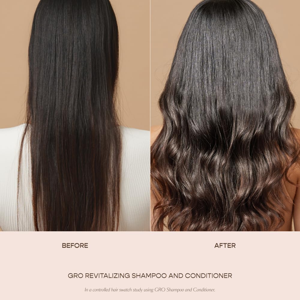 VEGAMOUR GRO Revitalizing Conditioner applied to damp hair for smoothing.