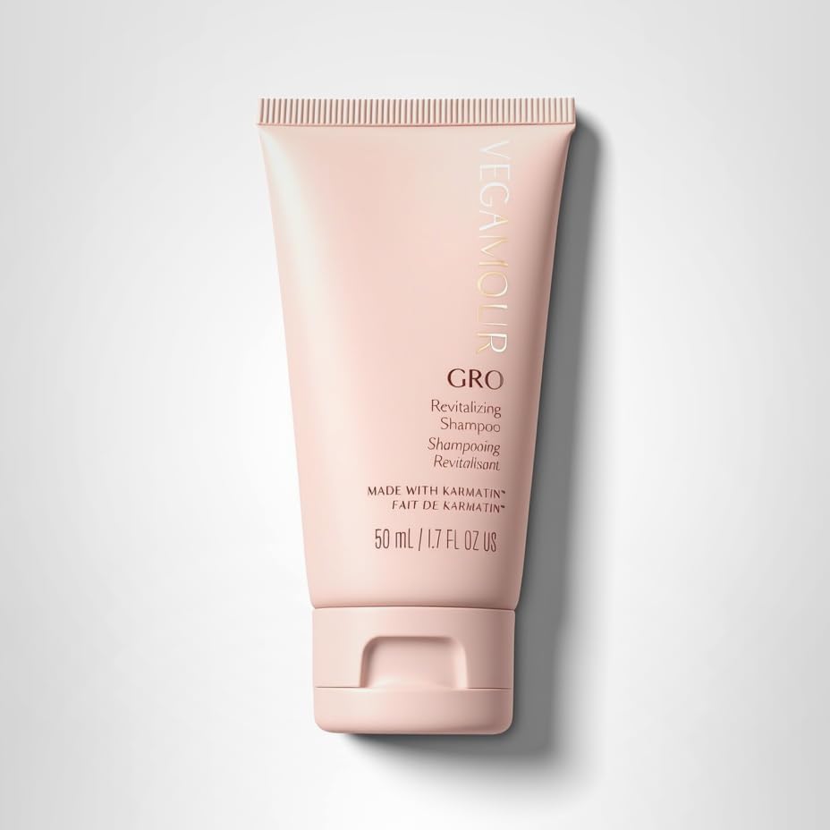 VEGAMOUR GRO Revitalizing Shampoo after-use shine on hair strands.