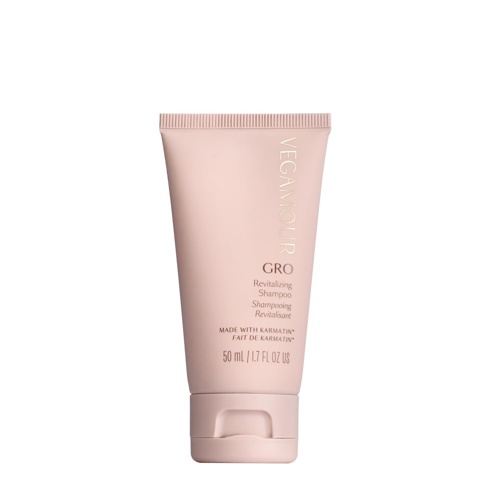 VEGAMOUR GRO Revitalizing Shampoo bottle front shows fuller-looking hair.
