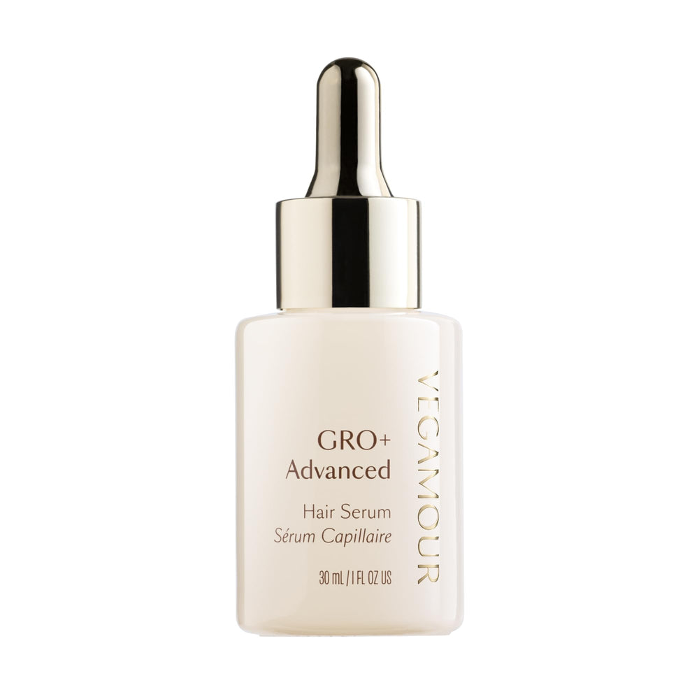 VEGAMOUR GRO+ serum bottle ready for daily scalp nourishment and density support.