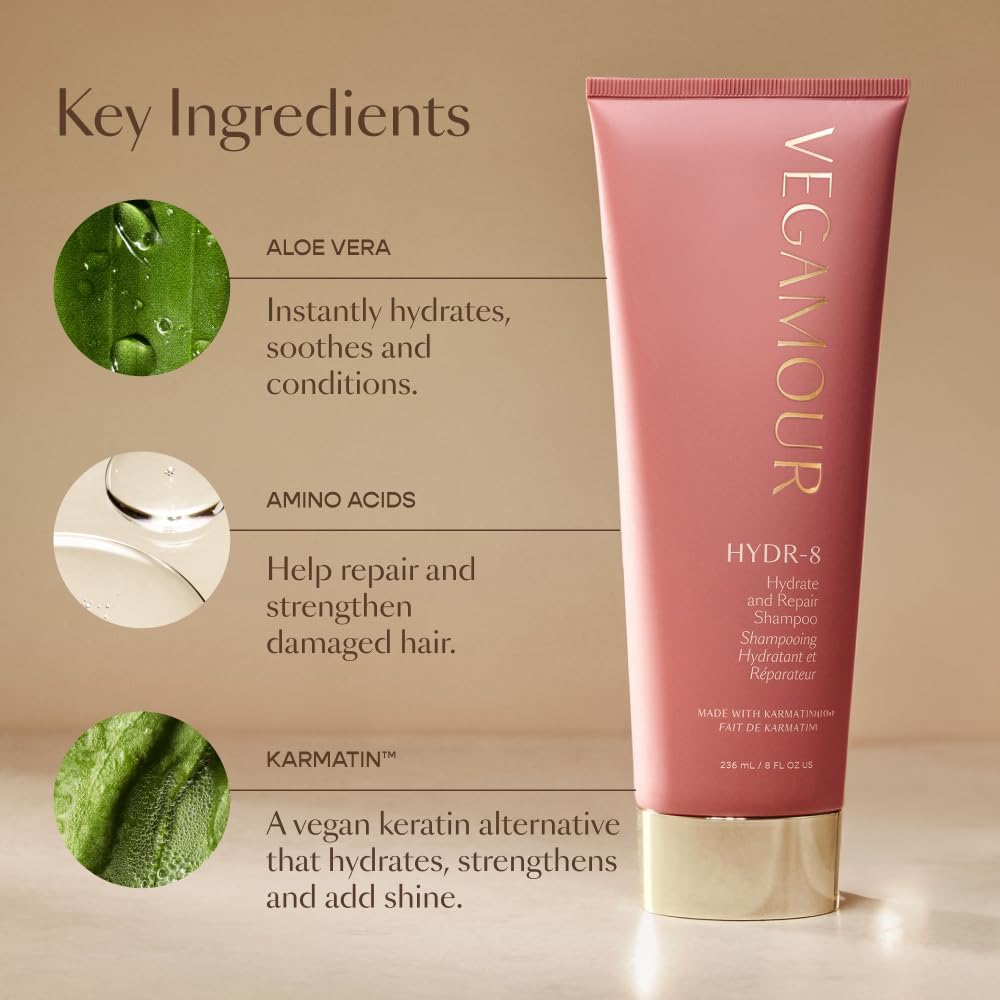 VEGAMOUR HYDR-8 aloe vera splash image conveys immediate hydration and soothing feel.