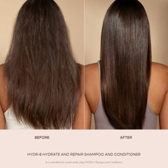 VEGAMOUR HYDR-8 amino acids visual highlights nourishing building blocks for stronger strands.