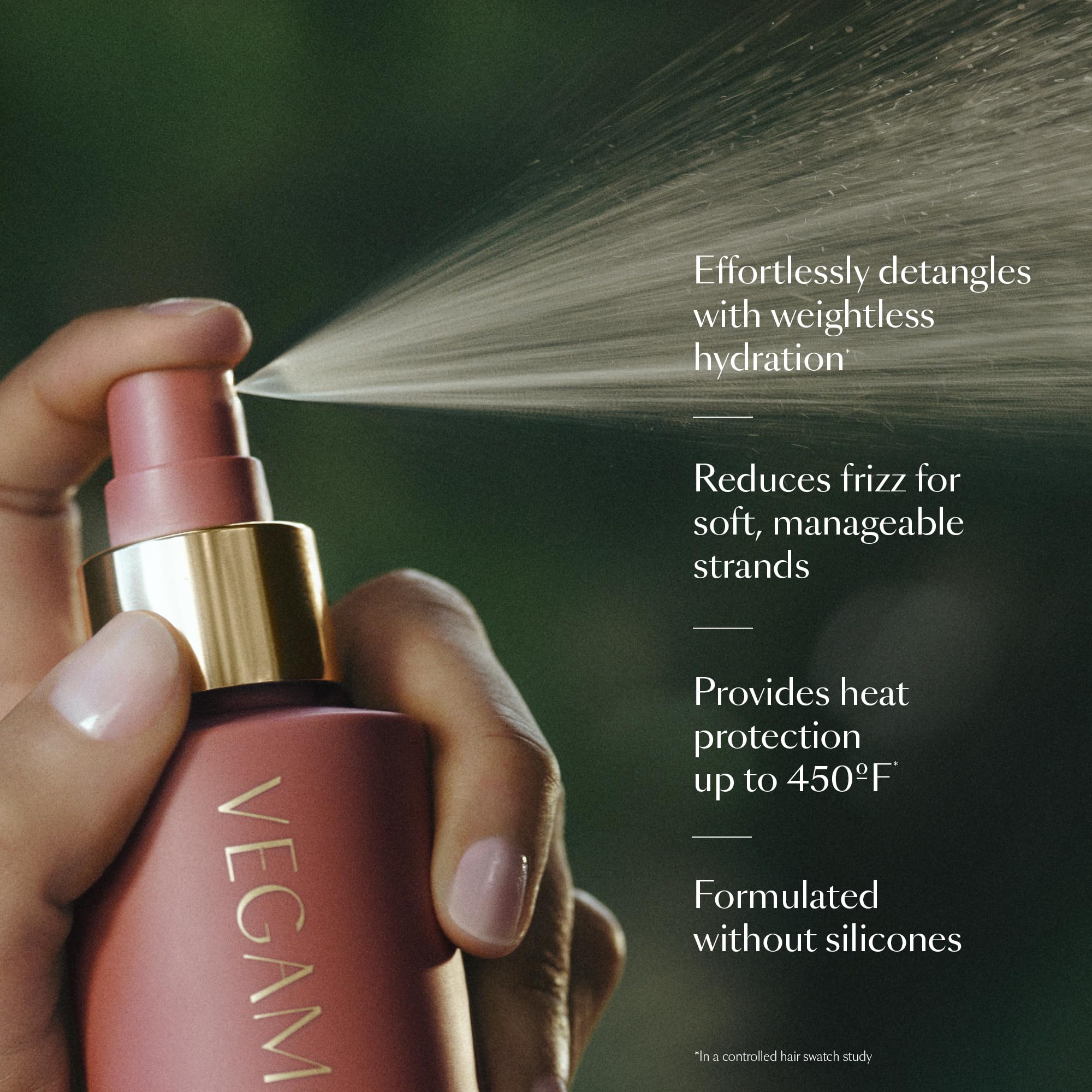 HYDR-8 applied to damp hair showing smooth detangling effect.