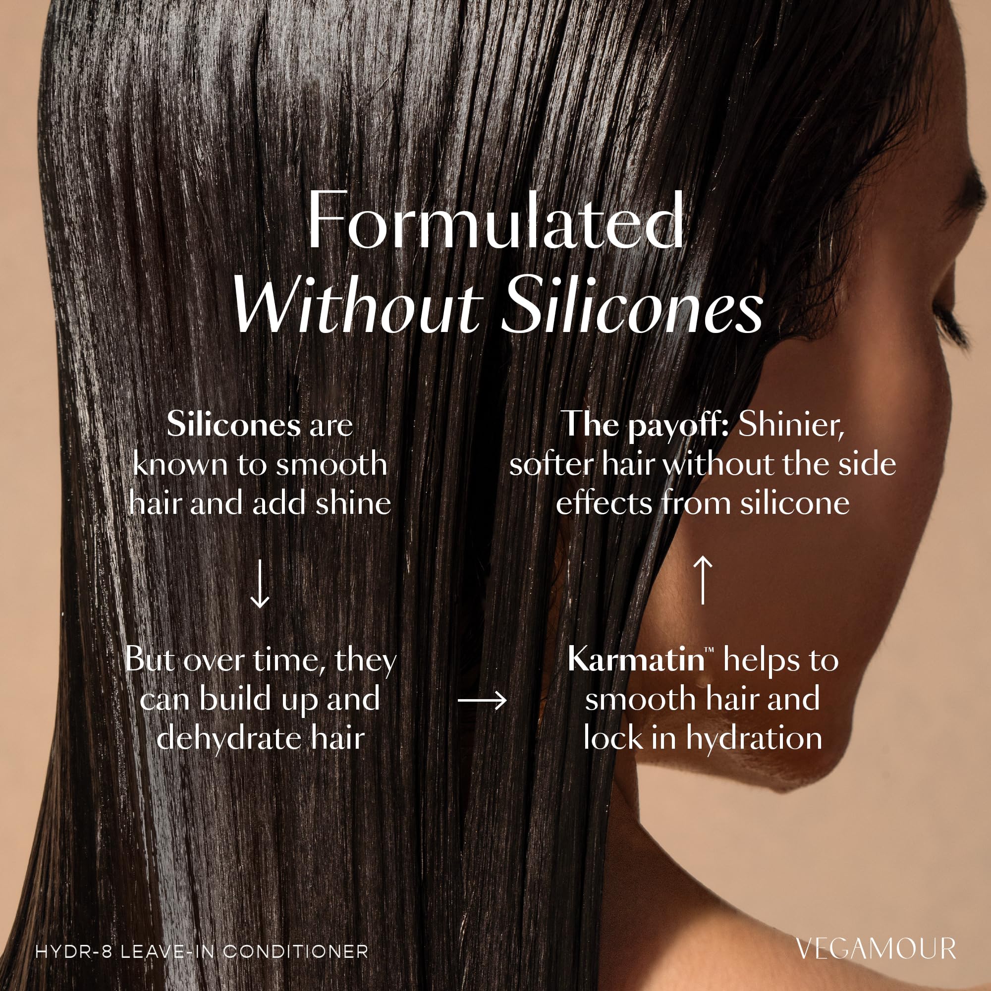 Dry hair after HYDR-8 application with a soft, silky finish.