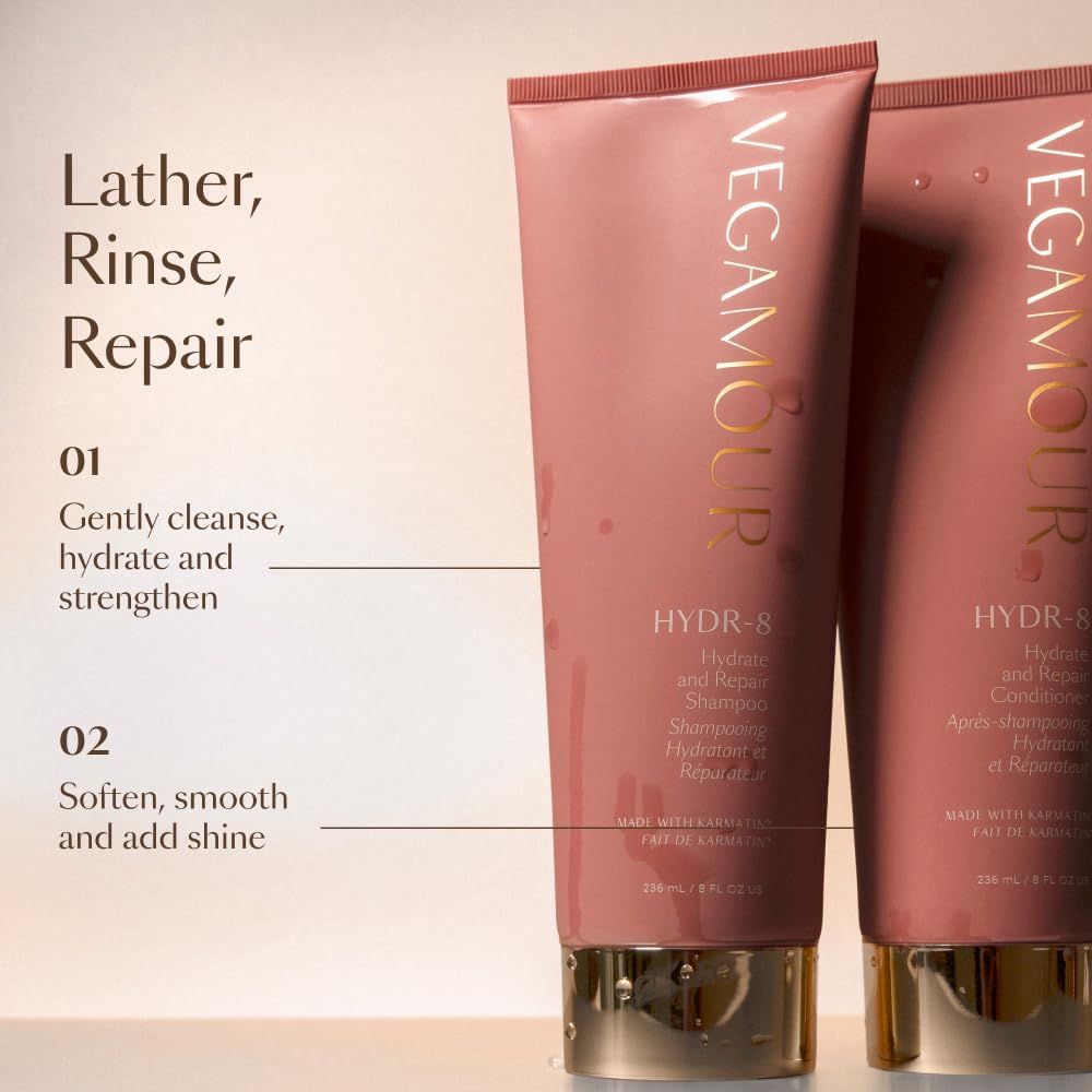 VEGAMOUR HYDR-8 frizz control shot highlights lasting manageability in humid climates.