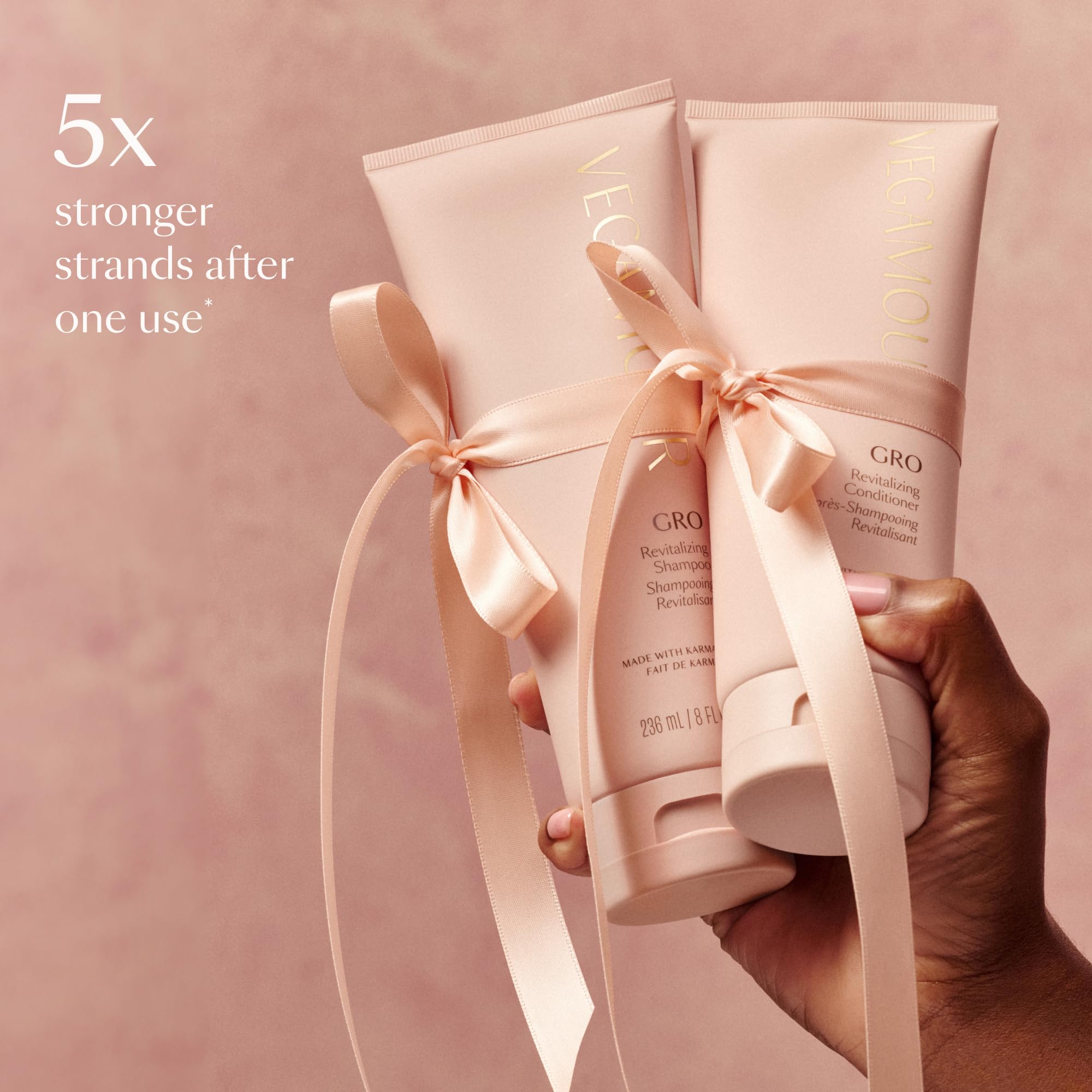 VEGAMOUR GRO Dry Shampoo refreshes between washes by absorbing oil and odors.