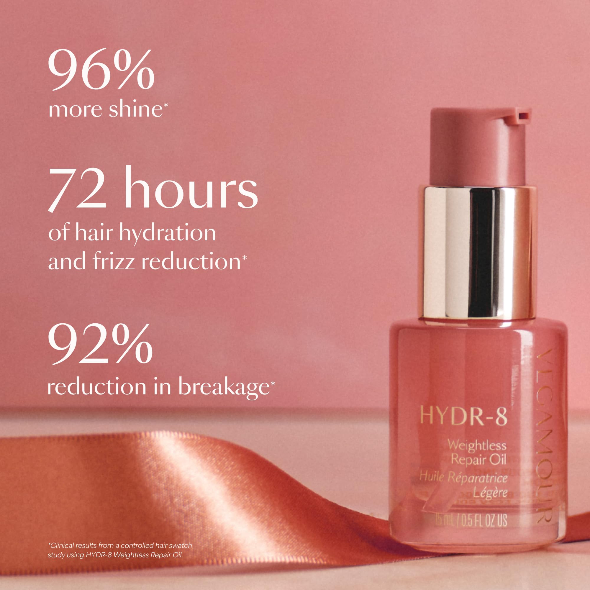 VEGAMOUR HYDR-8 Weightless Repair Oil adds shine without weighing hair down.