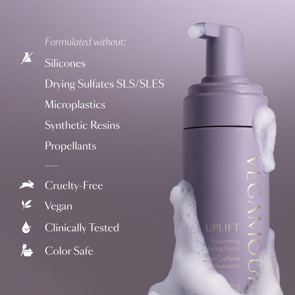 VEGAMOUR UPLIFT soft-shine finish after use adds natural glow.