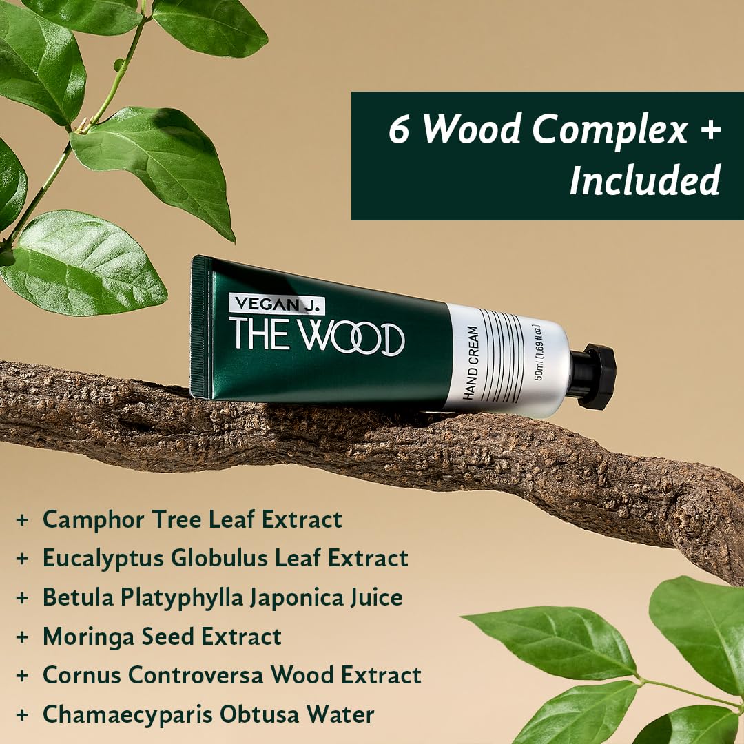 Vegan J. Wood Hand Cream hand application demonstrates non-greasy hydration.