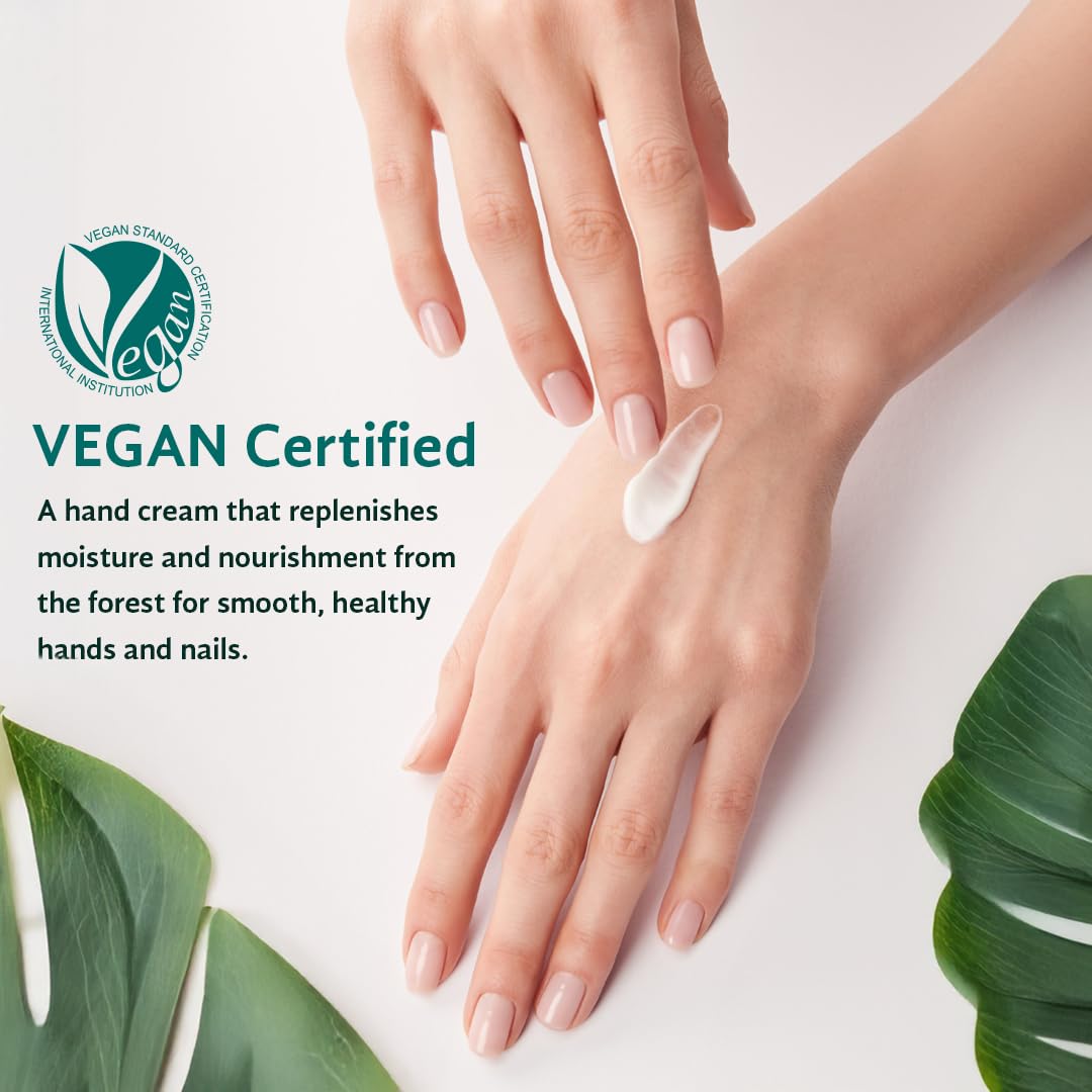 Vegan J. Wood Hand Cream packaging view highlighting travel-friendly design.