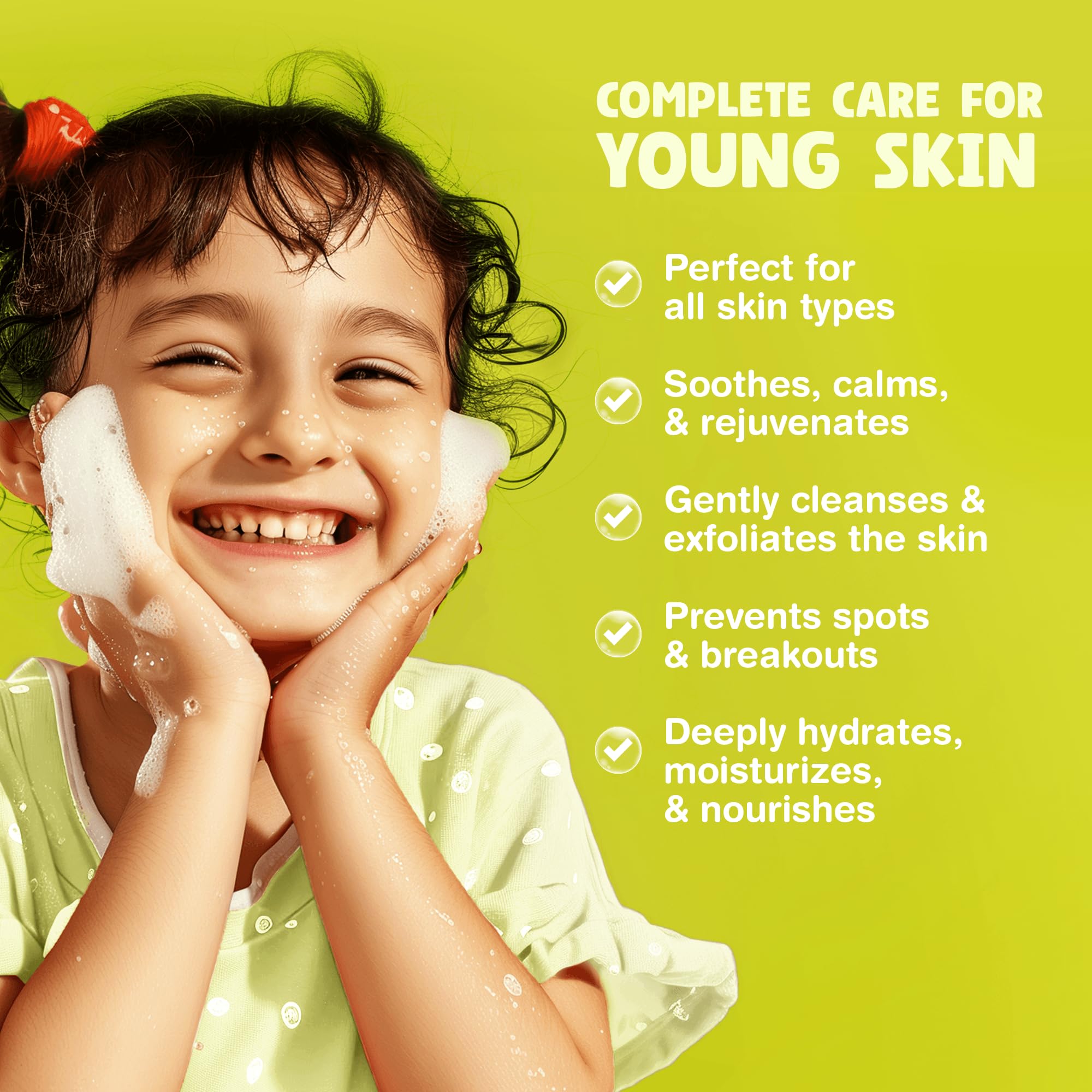 The Natural and Organic Family Kids Foaming Face Wash vegan ingredients label signals clean, plant-based formula.