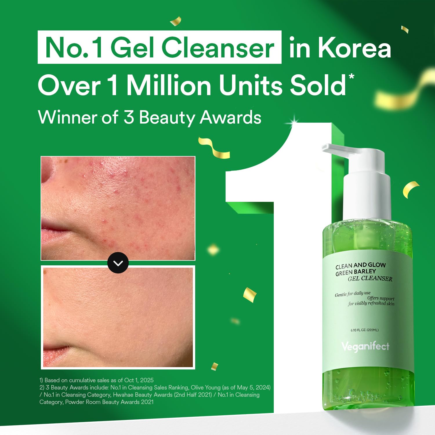 VEGANIFECT Hydrating Gel Cleanser bottle pour allows easy application and soothing cleanse