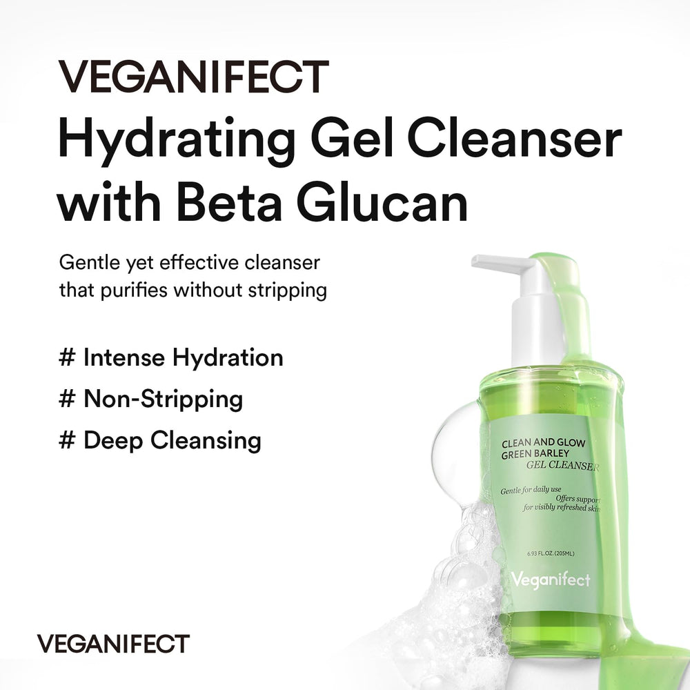 VEGANIFECT Hydrating Gel Cleanser foam-lather demonstrates gel-to-foam transition for refreshment