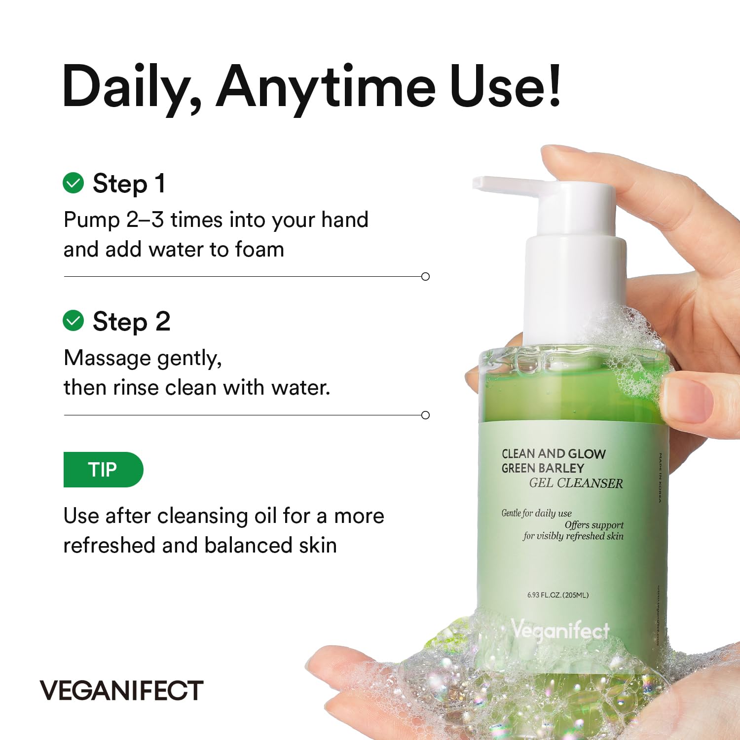 VEGANIFECT glycerin image underscores barrier care and skin softness post-wash