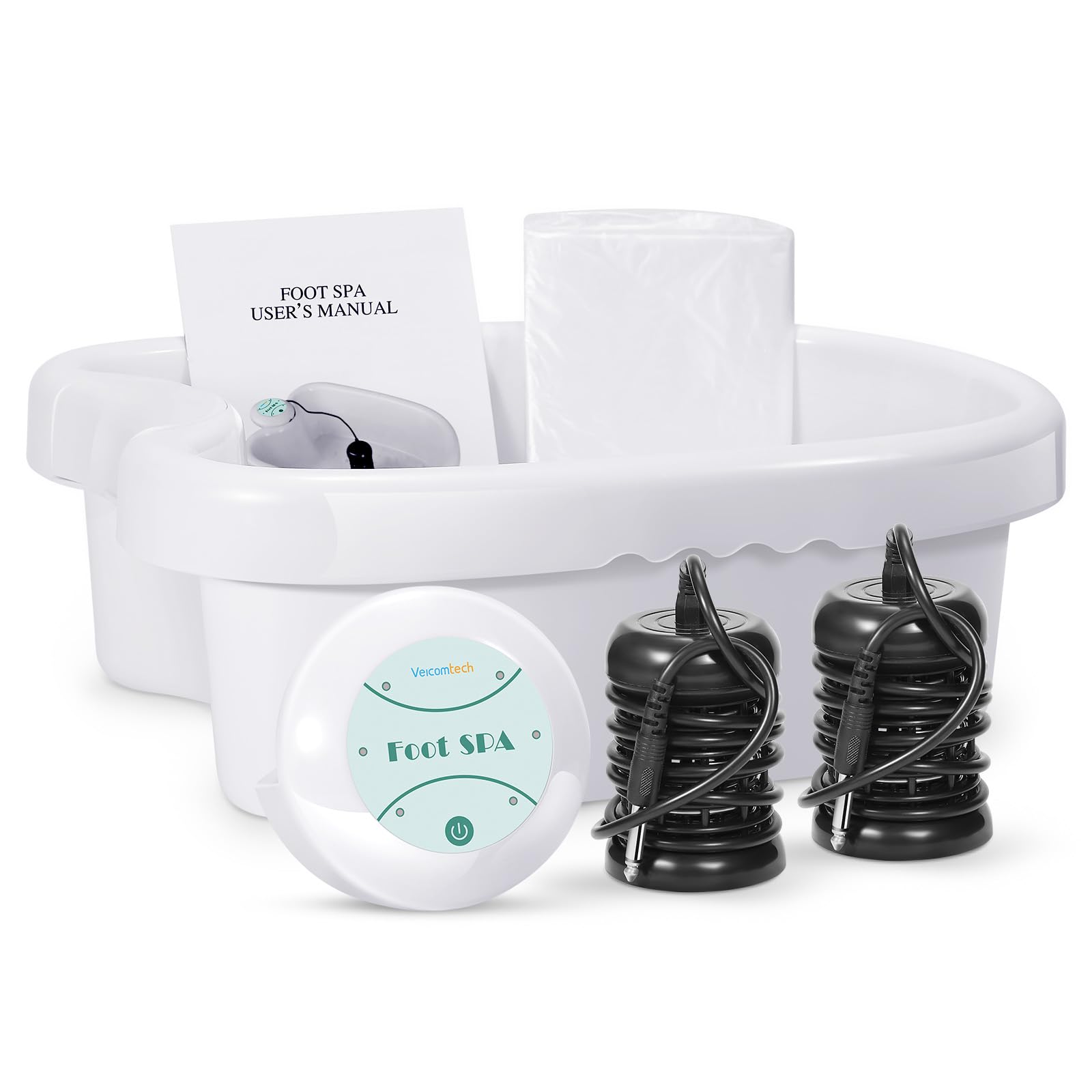 Veicomtech ionic foot bath detox machine showing water discoloration during ion activity for awareness