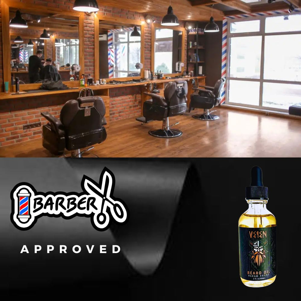 Veien beard oil for all hair and skin types on close-up.