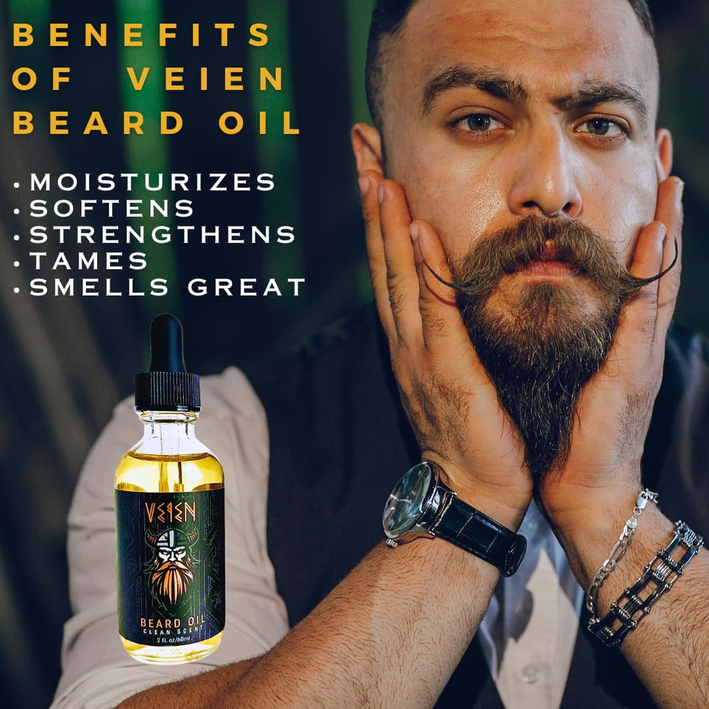 Veien beard oil after-use shine on beard and skin is subtle.