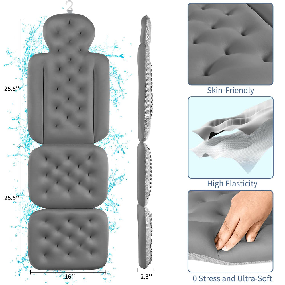 VEILS bath pillow dark-gray-full-length view emphasizes premium fabric and coverage.