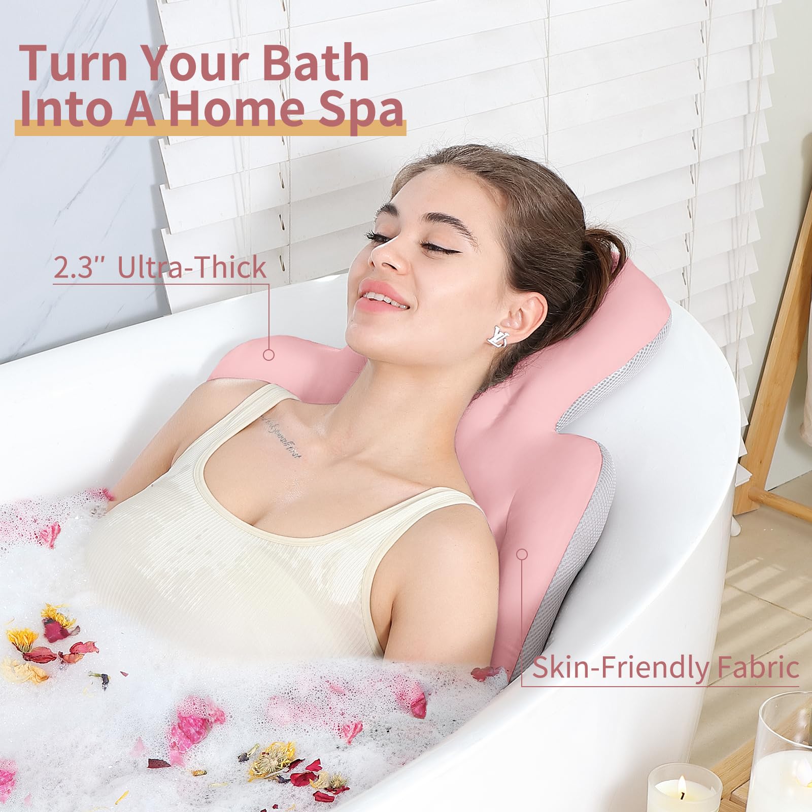VEILS bath pillow includes a laundry bag for easy care.
