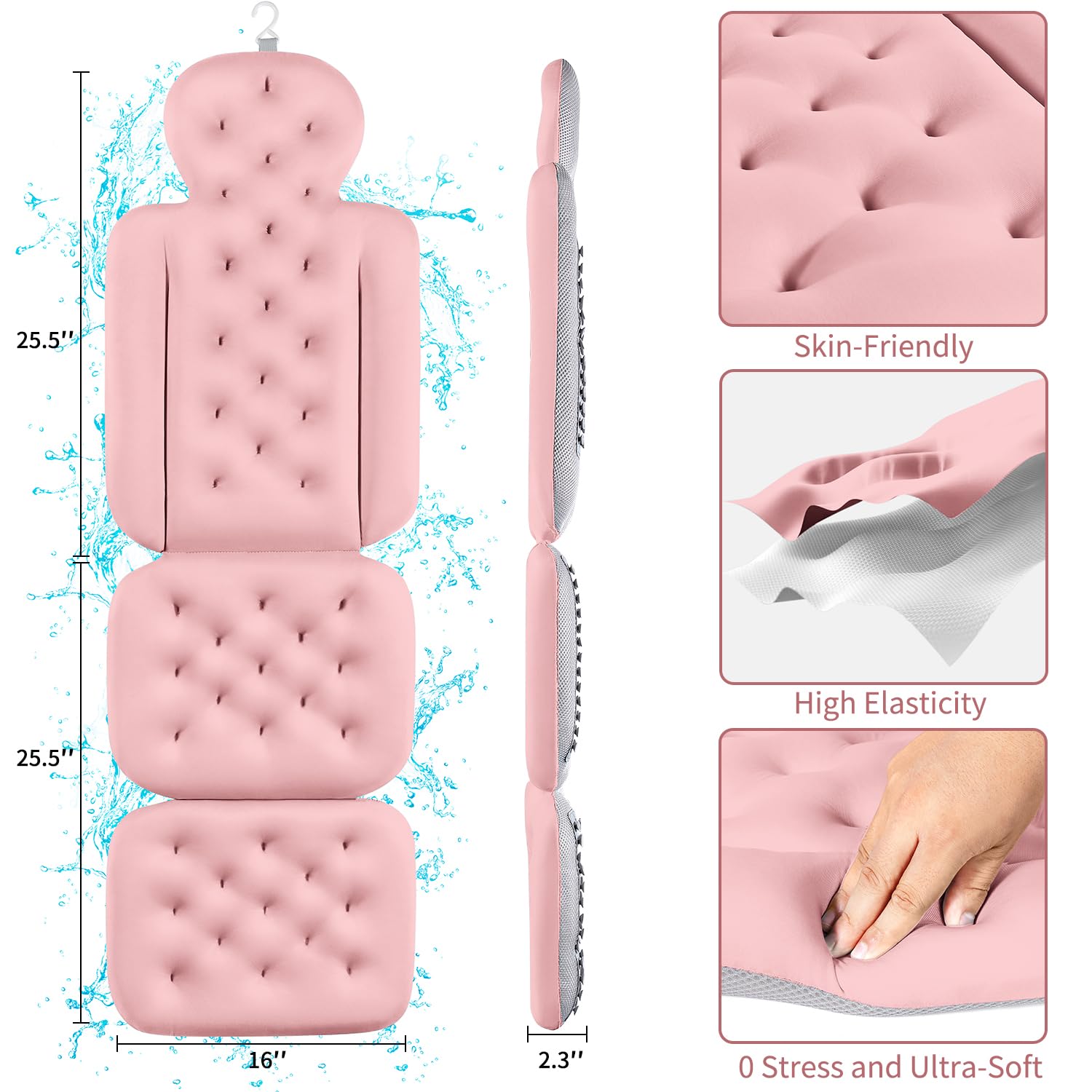 VEILS Light Pink bath cushion adds luxury to any tub.