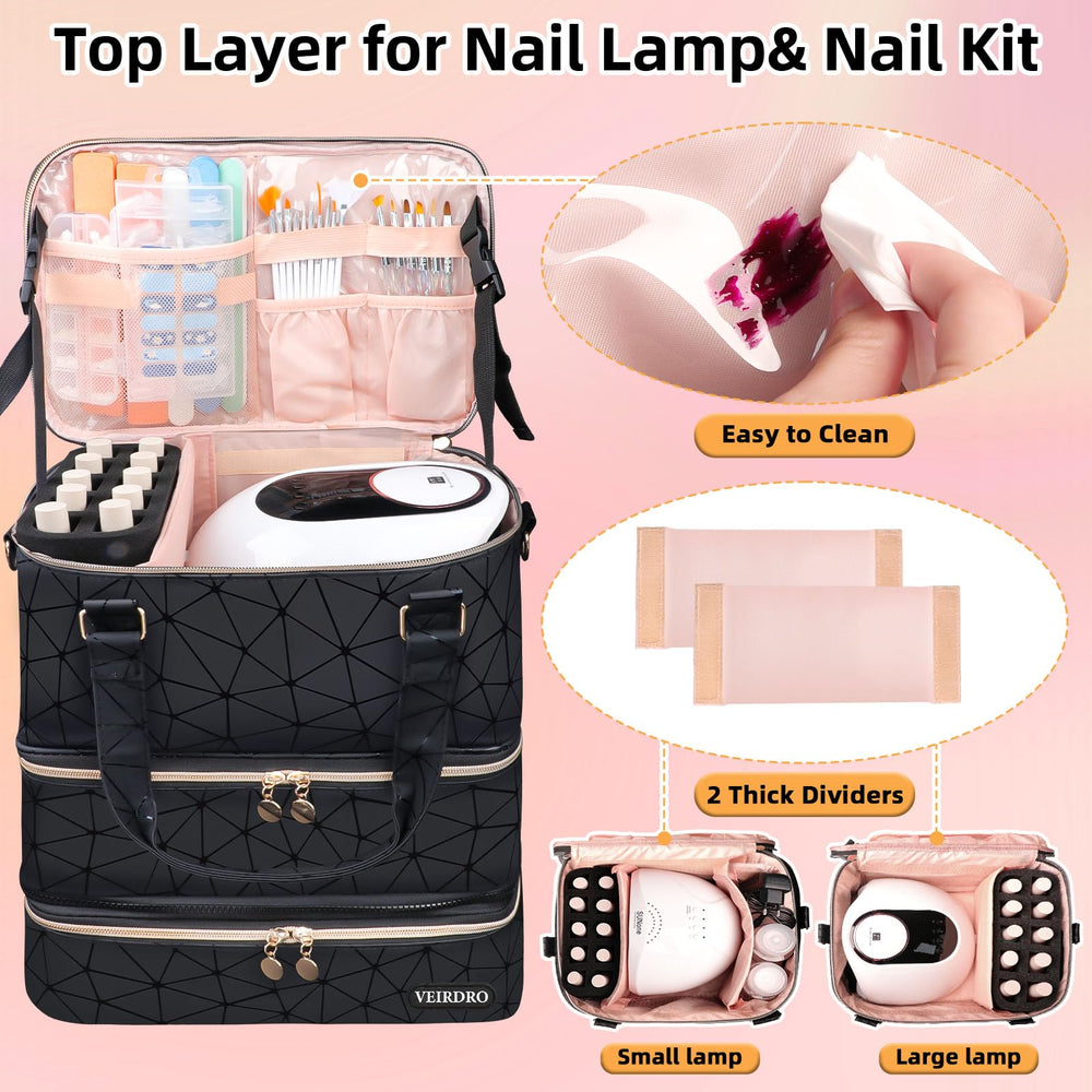 Veirdro nail-polish-organizer anti-collapse-buckles secure supplies during transport.